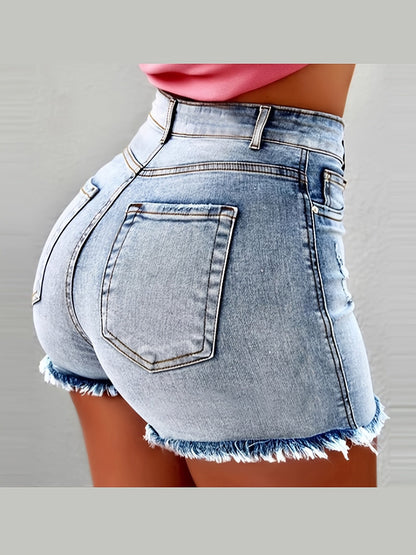 Unisex Denim Shorts - High-Waist – Dark Blue / Black – Blue option – view 3