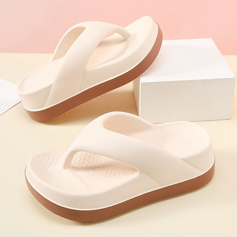 Unisex Flip Flops – Non-Slip Platform for Outdoor & – Brown option – view 3