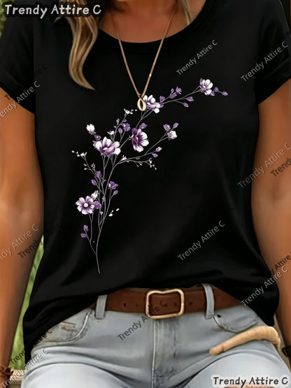 Unisex Floral Print T-Shirt - Short Sleeve – 15-Color Selection – view 12