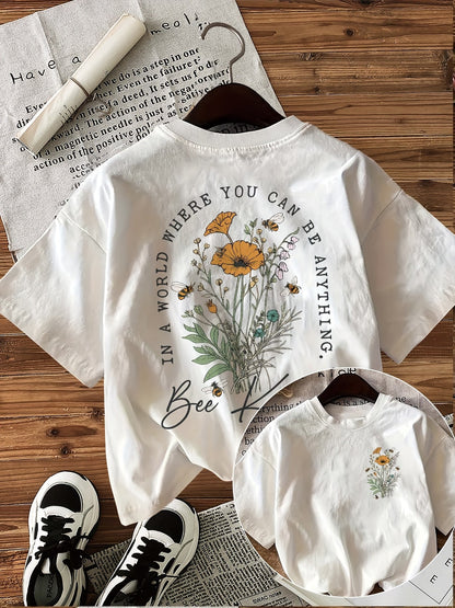 Unisex Floral Print T-Shirt - Short Sleeve – White / Sizes S–XXL – view 9