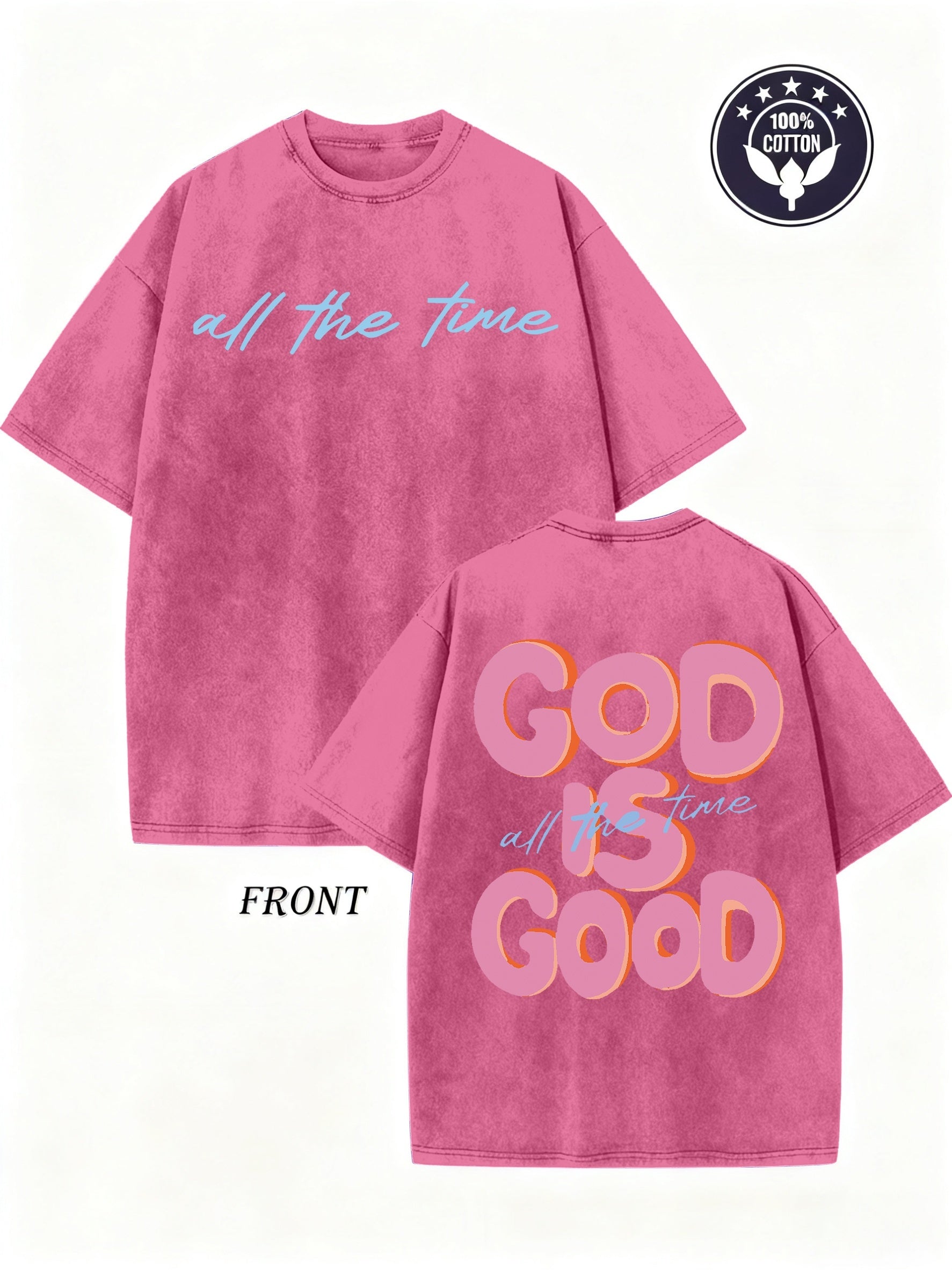 Unisex God Is Good Graphic T-Shirt - 250G Washed Double-Sided Print – view 14