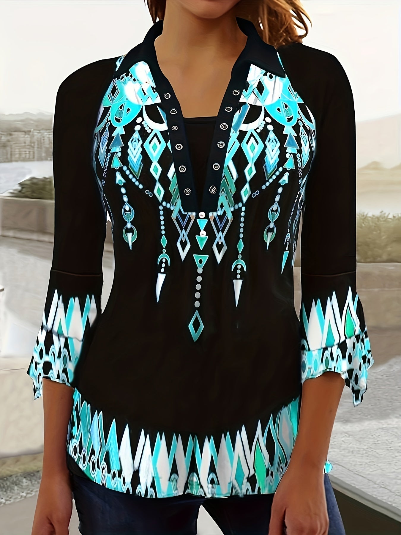Unisex Graphic Print T-Shirt – Green detail view