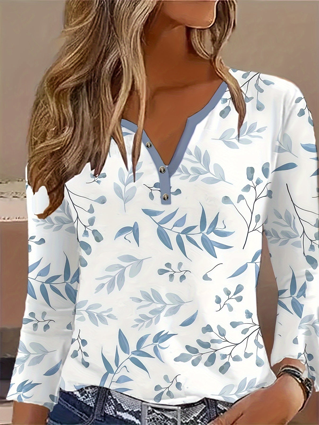 Unisex Graphic Print T-Shirt - Long Sleeve – Blue – Blue option – main product image