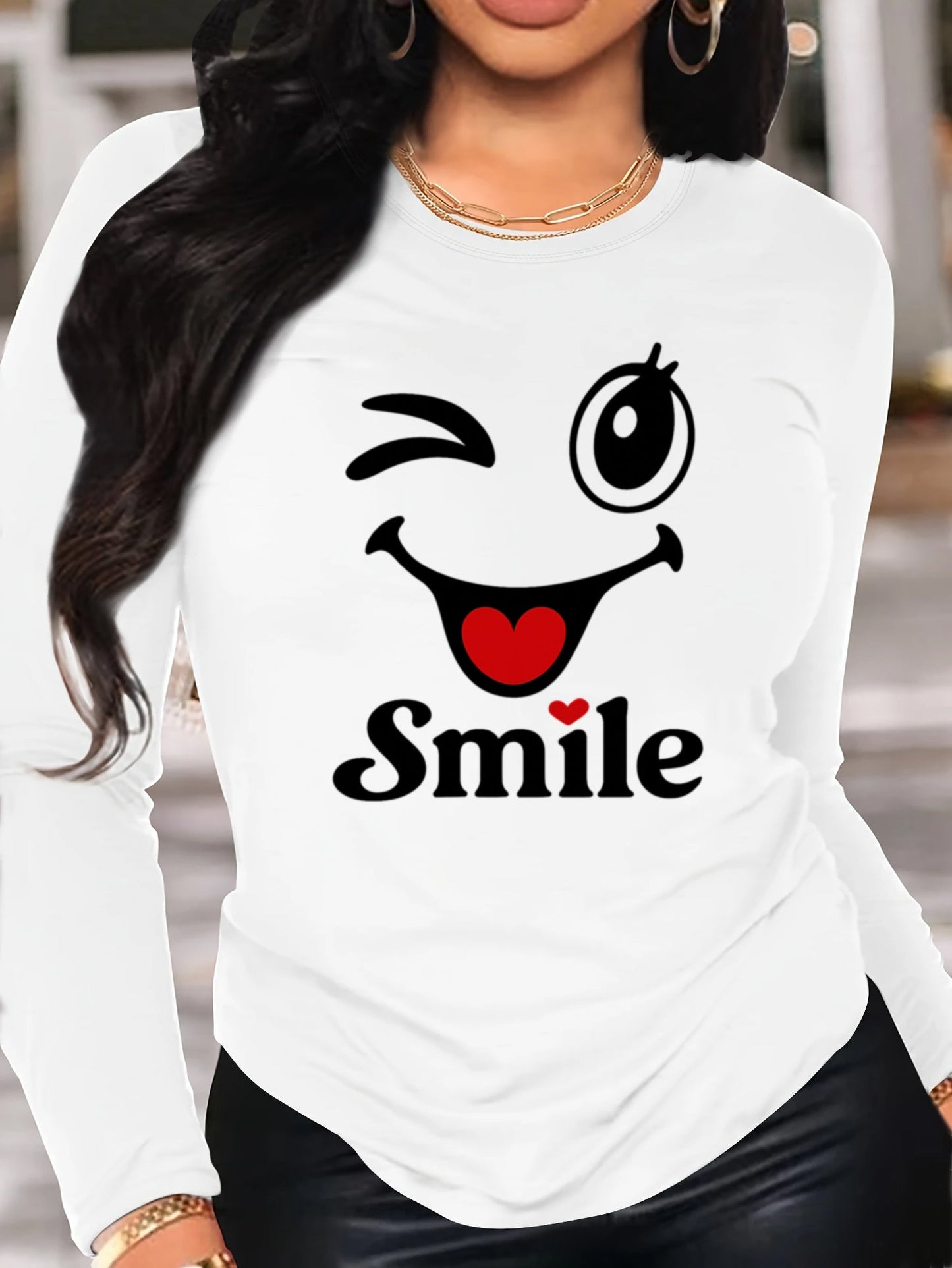 Unisex Graphic Print T-Shirt - Long Sleeve – Grey / Burgundy detail view