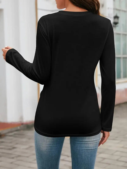 Unisex Graphic Print T-Shirt - Long Sleeve – White / Black detail view