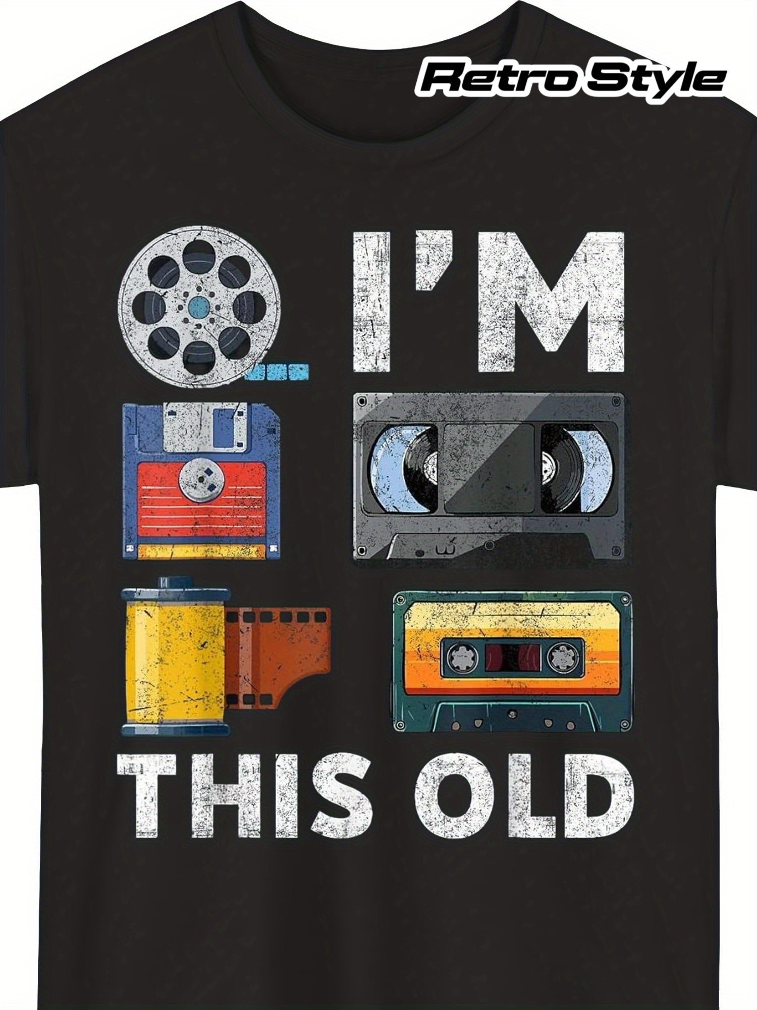 Unisex Graphic Print T-Shirt - Short Sleeve – Black / Sizes 1XL–5XL detail view