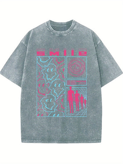 Unisex Graphic Print T-Shirt - Short Sleeve – Brown & Dark Gray & Black Graphic Design – view 2