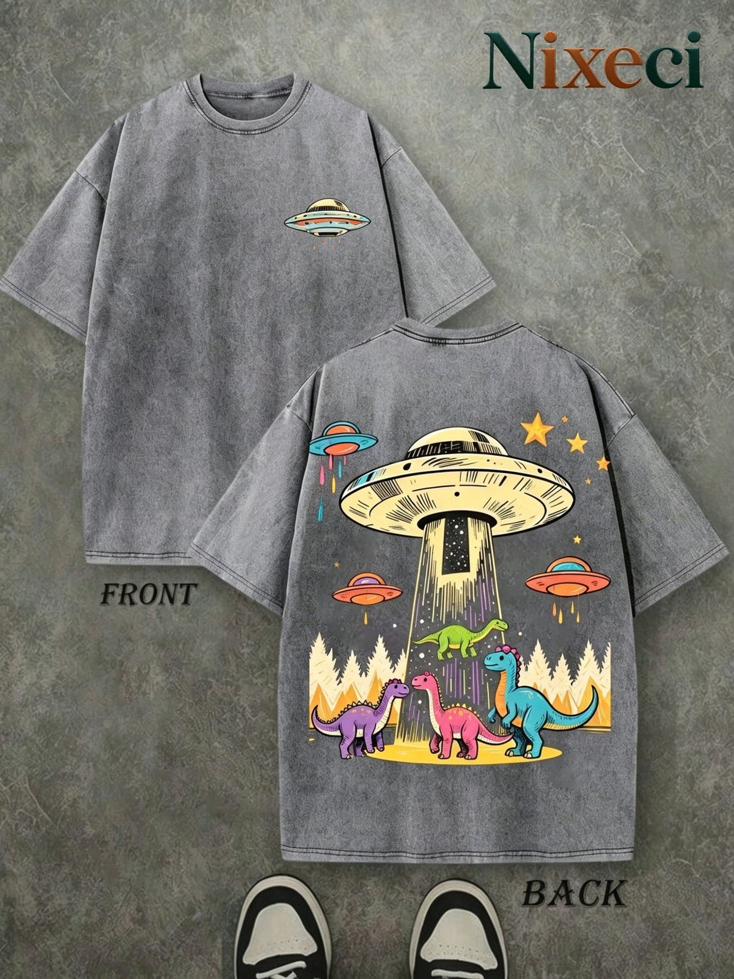 Unisex Graphic Print T-Shirt - Short Sleeve – Coffee Brown / Grey – view 13