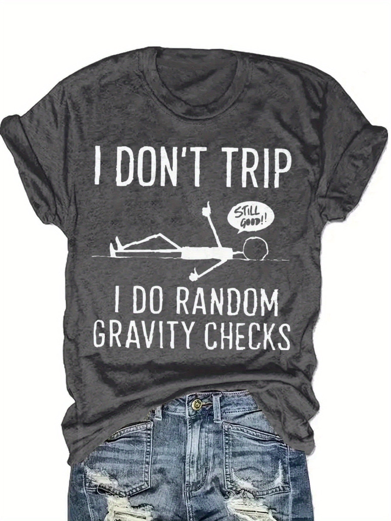 Unisex Graphic Print T-Shirt - Short Sleeve – Grey / Black detail view