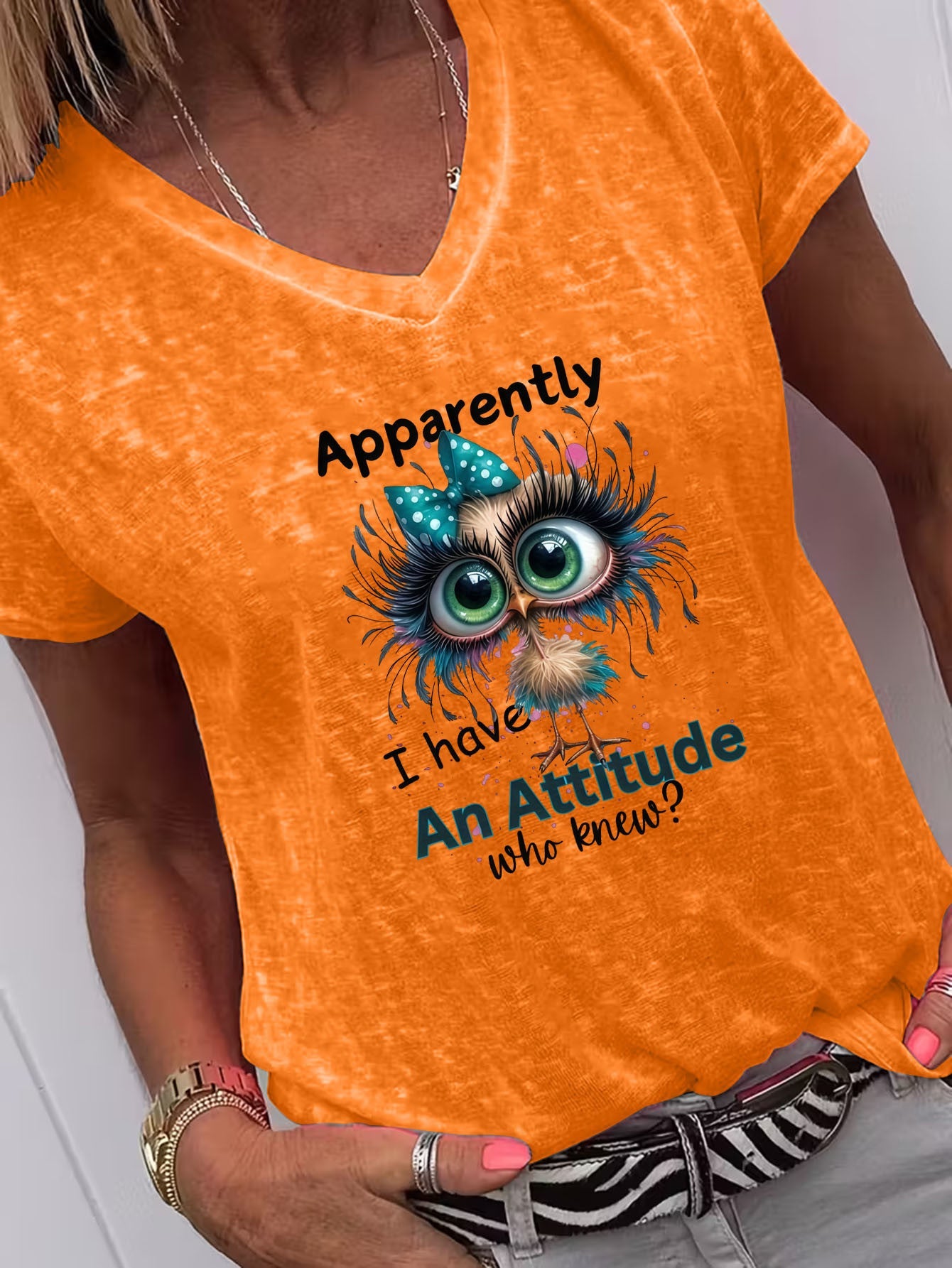 Unisex Graphic Print T-Shirt - Short Sleeve – Orange / Purple detail view