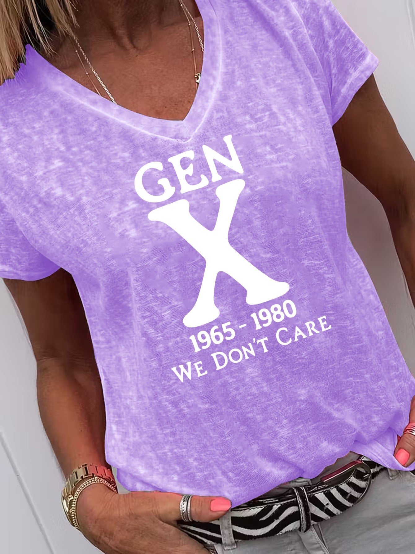 Unisex Graphic Print T-Shirt - Short Sleeve – Purple / Dark Gray – Purple option – view 4