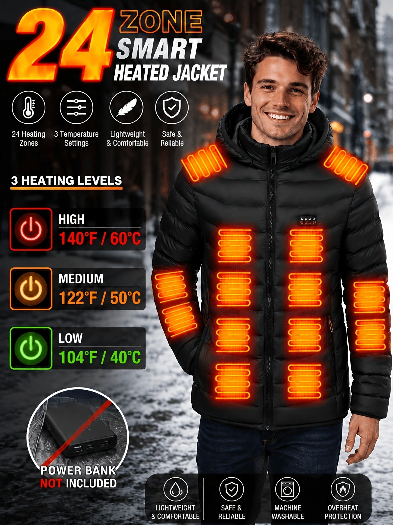 Unisex Heated Pullover Jacket – Black Colorway 17861 – view 9