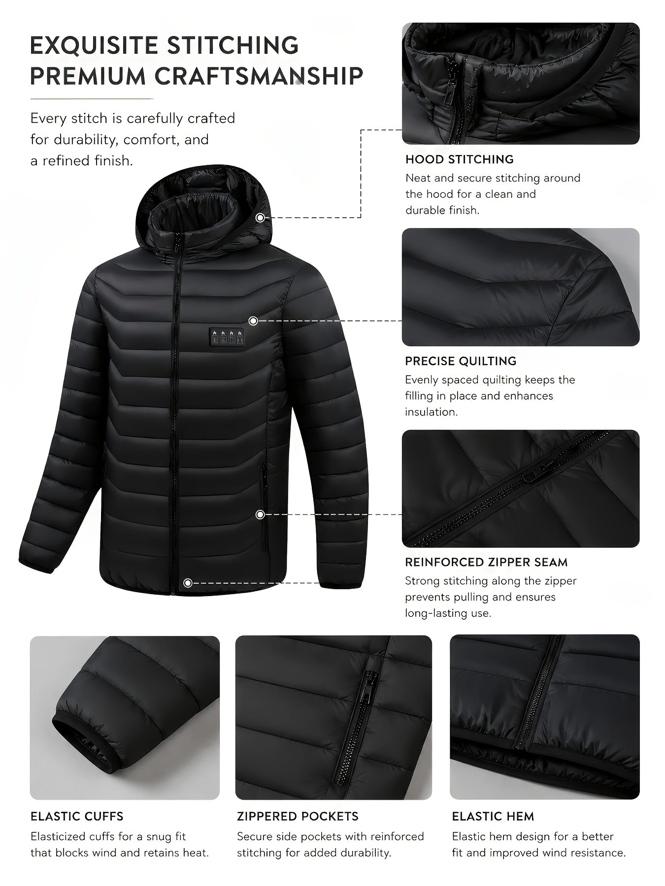 Unisex Heated Pullover Jacket – Black Colorway 42789 – view 11
