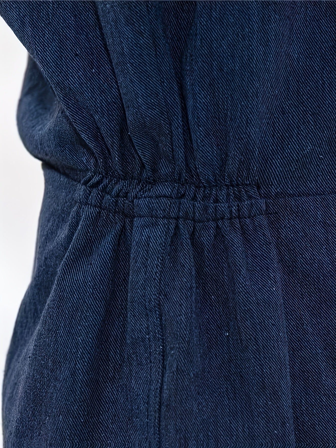 Unisex Hooded Denim-Look Coveralls - Loose Fit Zipper Front – view 4