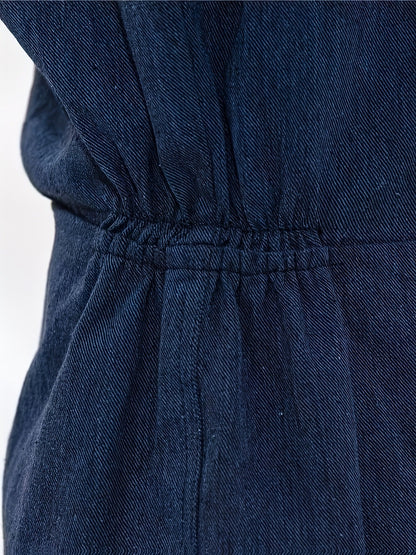 Unisex Hooded Denim-Look Coveralls - Loose Fit Zipper Front – view 4