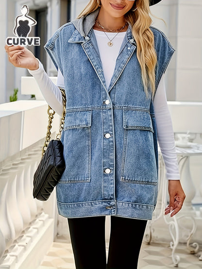 Unisex Jacket - Denim-Look Hooded – blue option – view 3