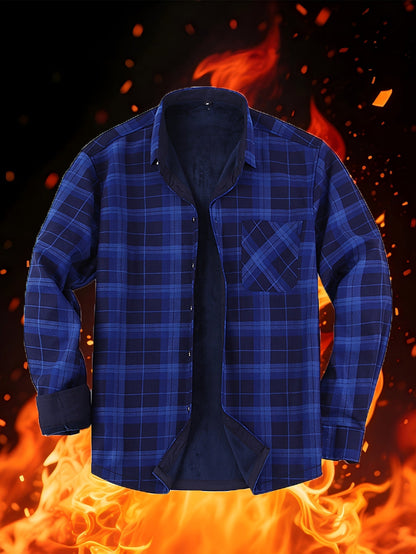 Unisex Lightweight Plaid Single-Breasted Jacket – Blue option – view 5