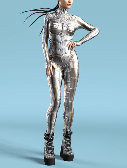 Unisex Mecha Costume Jumpsuit - Full Body Print detail view