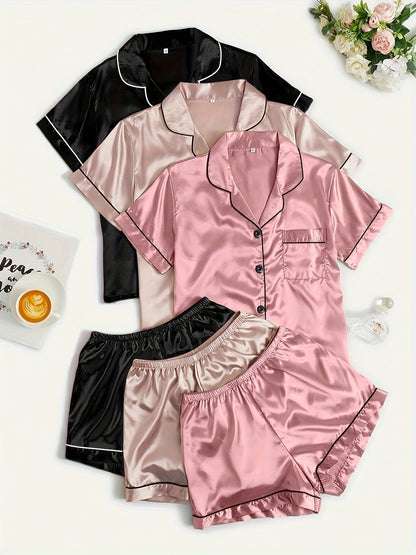 Unisex Pajama Set - Satin – Black option – main product image