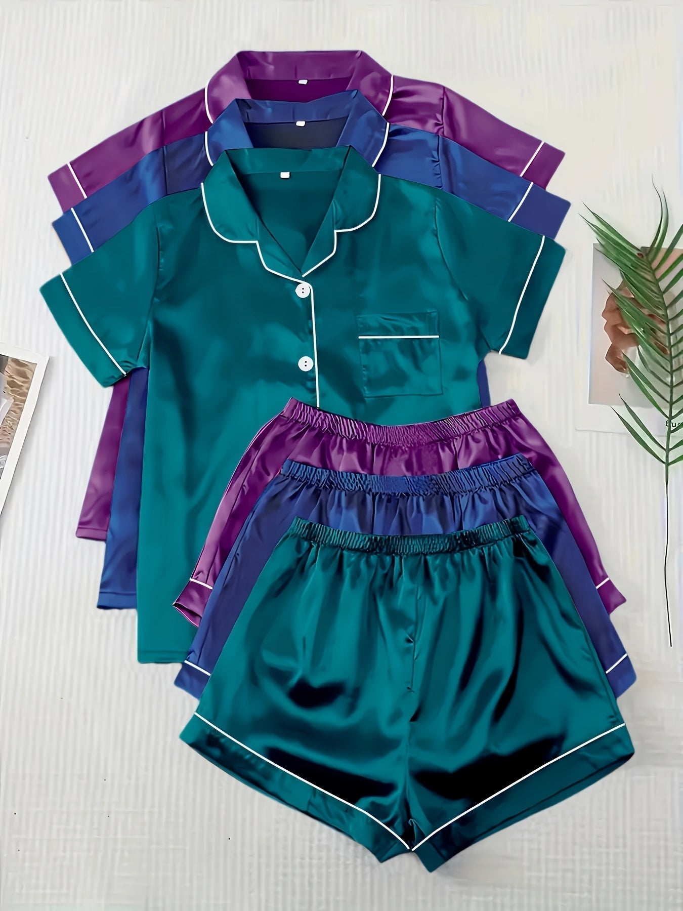 Unisex Pajama Set - Satin Button-Front – view 13