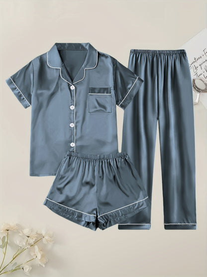 Unisex Pajama Set - Satin Short Sleeve – view 11