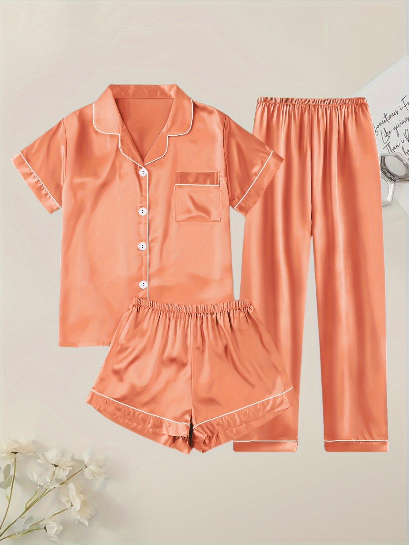 Unisex Pajama Set - Satin Short Sleeve – view 14