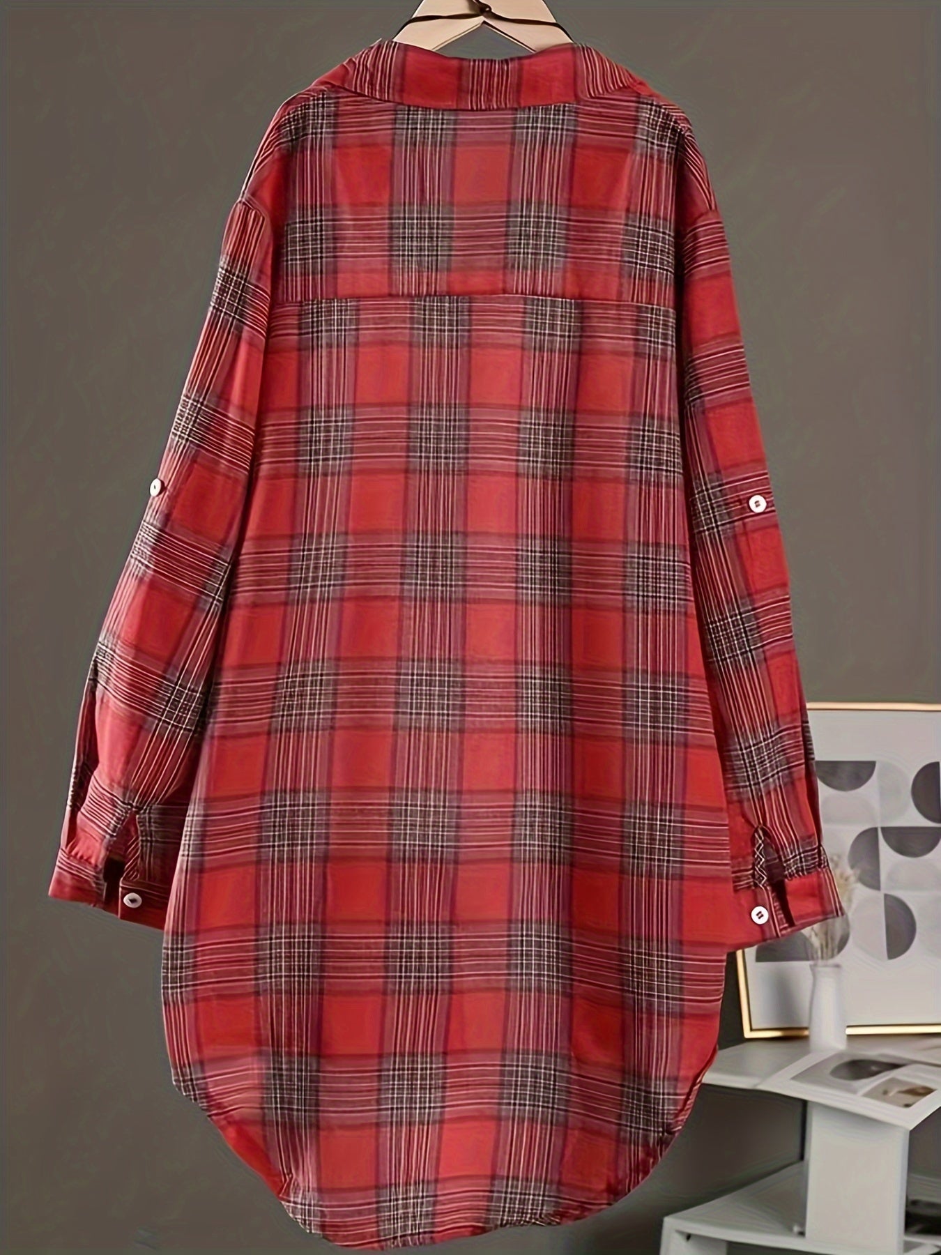 Unisex Plaid Shirt - Long Sleeve detail view