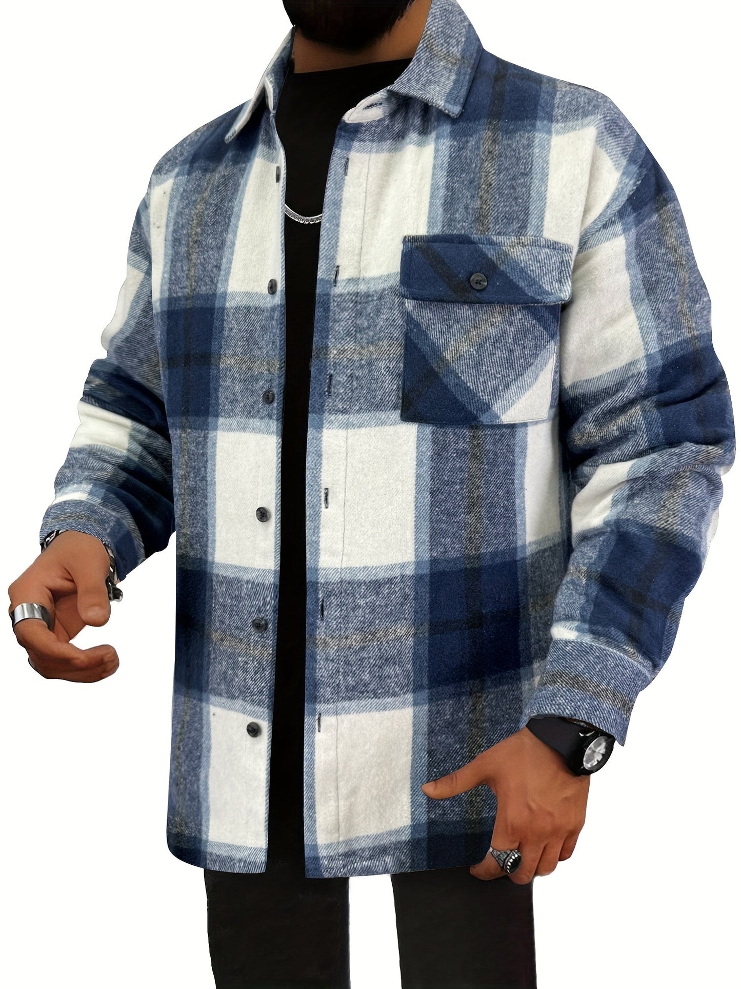 Unisex Plaid Shirt - Short Sleeve – Black option – view 2