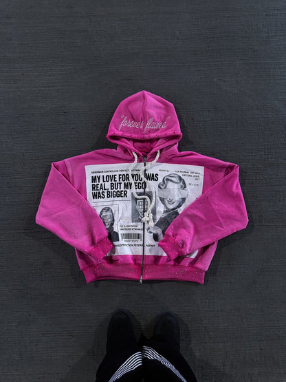 Unisex Relaxed Graphic Pullover Hoodie – Pink option – view 2