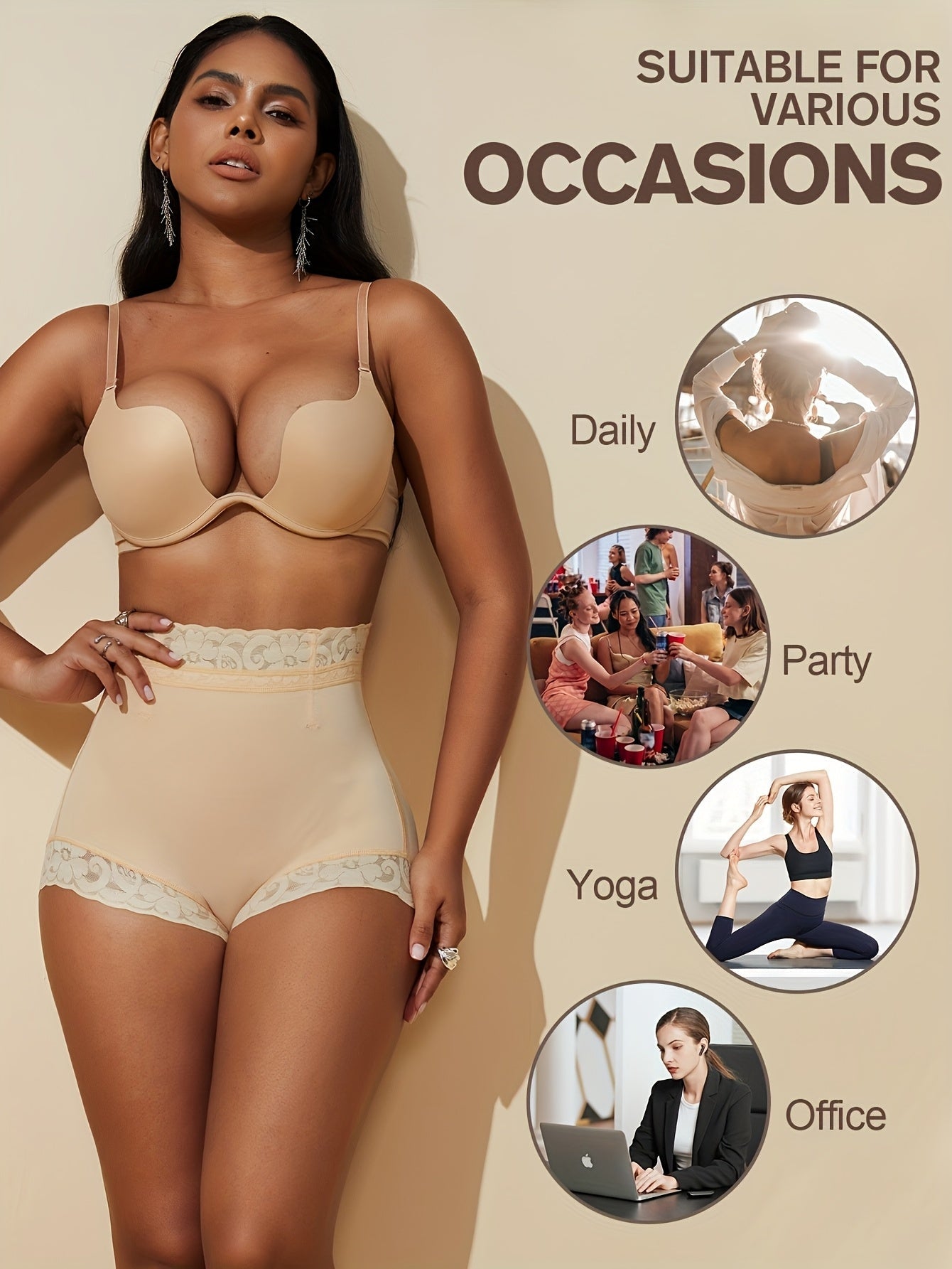 Unisex Shapewear Shorts – Black / Apricot – Black option – view 2