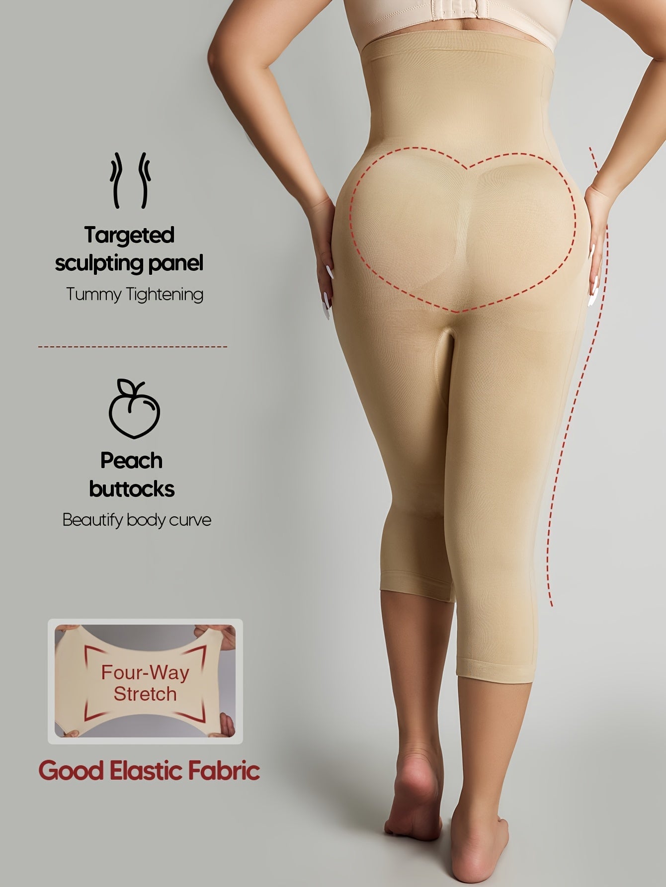 Unisex Shapewear Shorts - High-Waist – Light Beige / Apricot – view 9