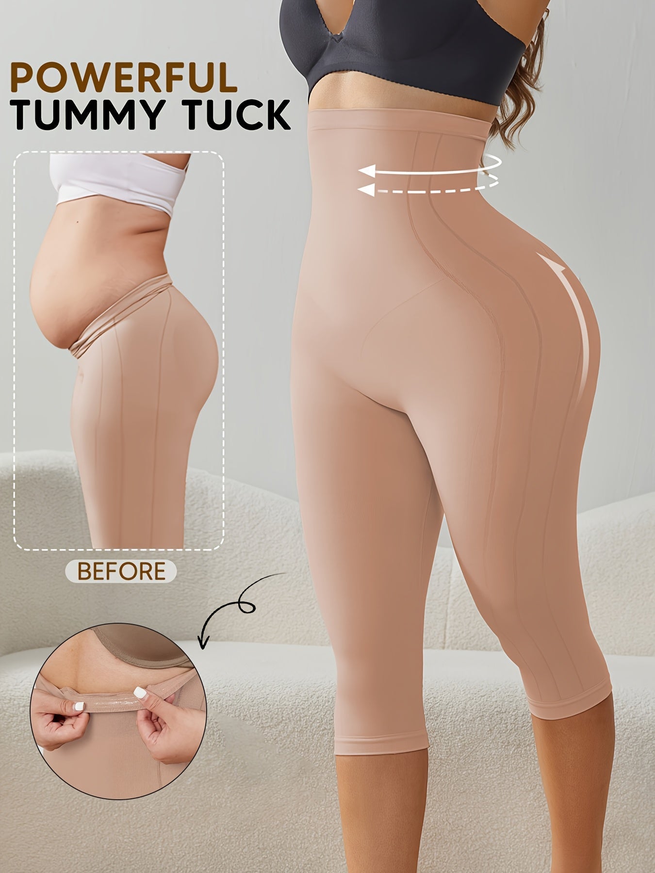 Unisex Shapewear Shorts - High-Waist – Light Beige / Apricot – view 12