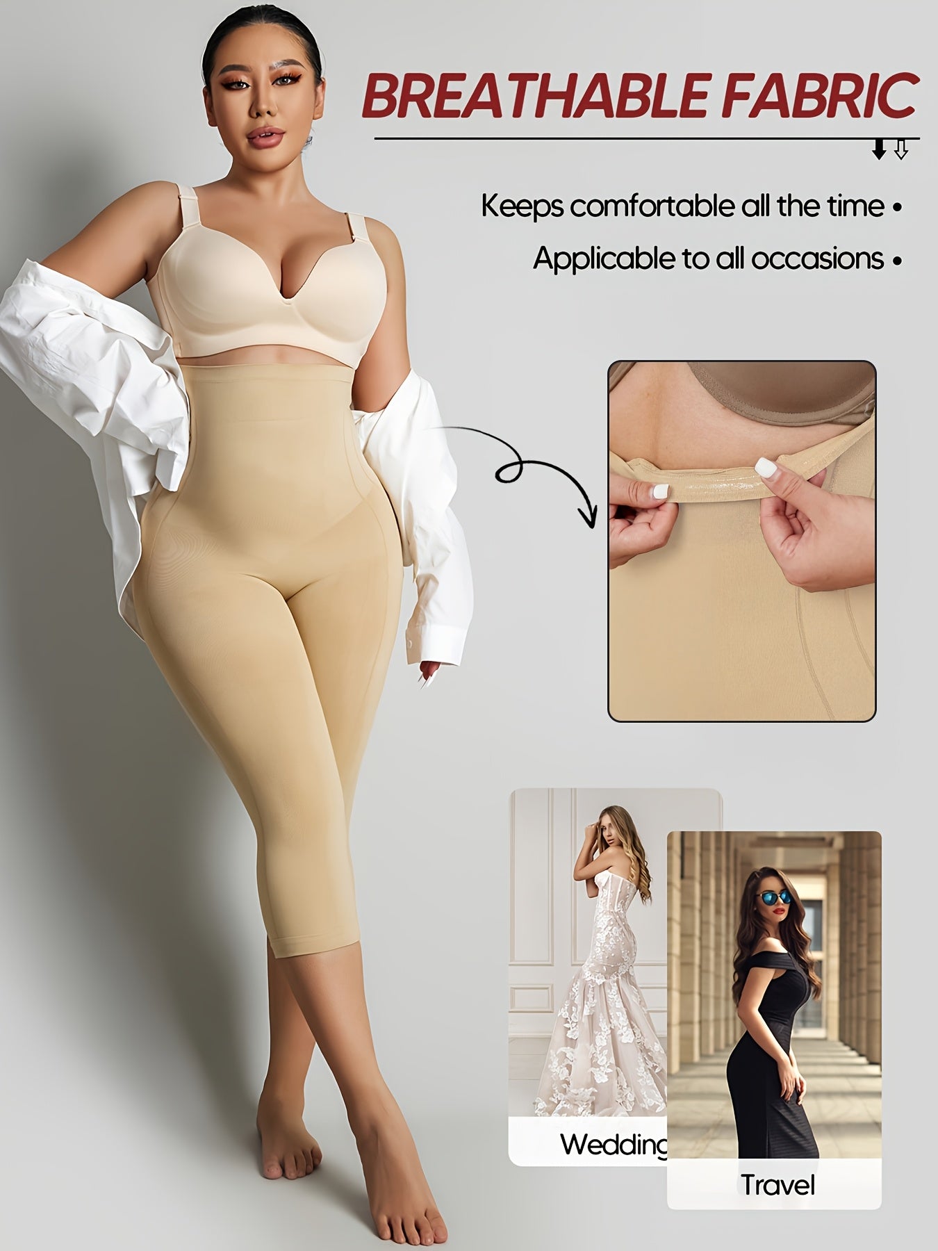 Unisex Shapewear Shorts - High-Waist – Light Beige / Apricot – view 16