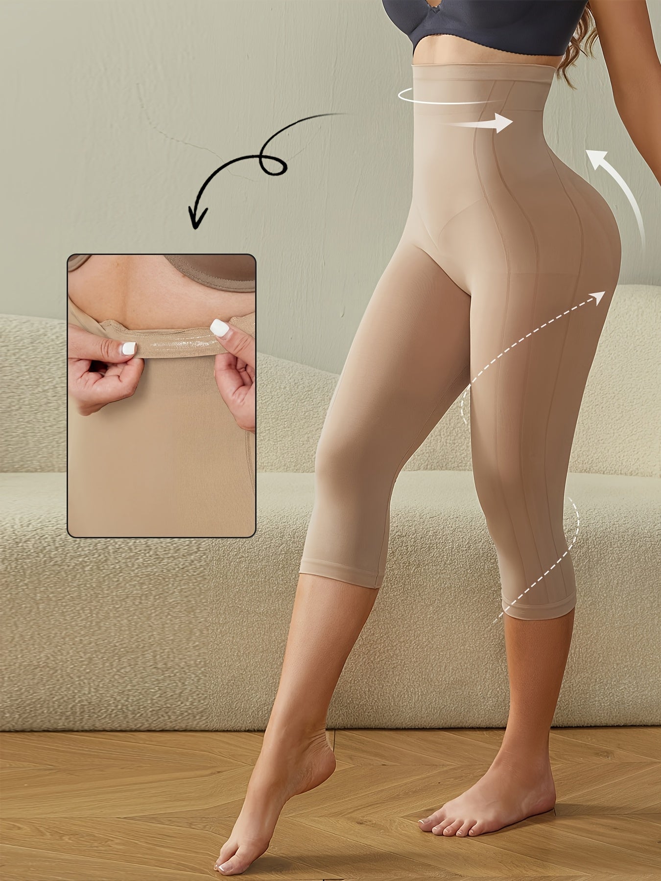 Unisex Shapewear Shorts - High-Waist – Light Beige / Apricot – Beige option – view 2