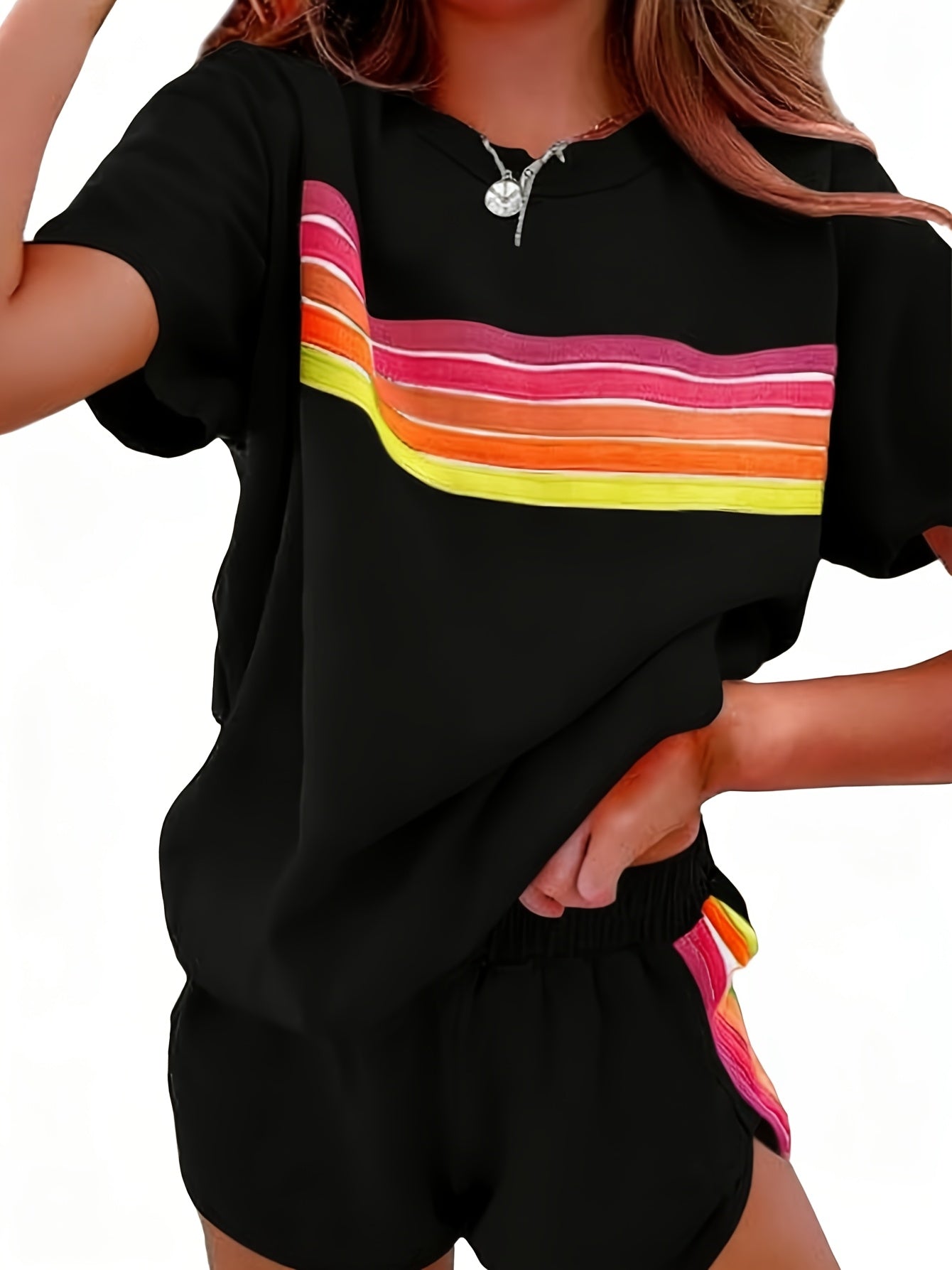 Unisex Shorts Outfit Set – White / Powder blue detail view