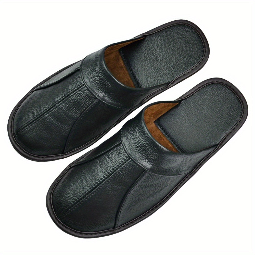 Unisex Slippers - Non-Slip Sole – Black Leather – view 5