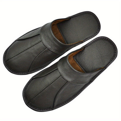 Unisex Slippers - Non-Slip Sole – Black Leather – view 6