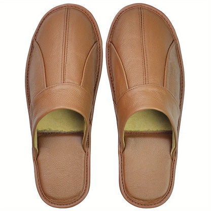 Unisex Slippers - Non-Slip Sole – Black Leather – Black option – view 2