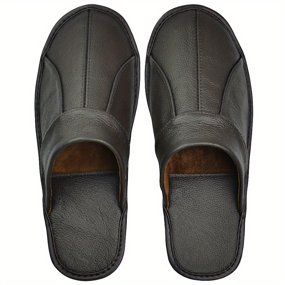 Unisex Slippers - Non-Slip Sole – Black Leather – Black option – view 3