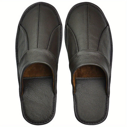 Unisex Slippers - Non-Slip Sole – Black Leather – Black option – view 3