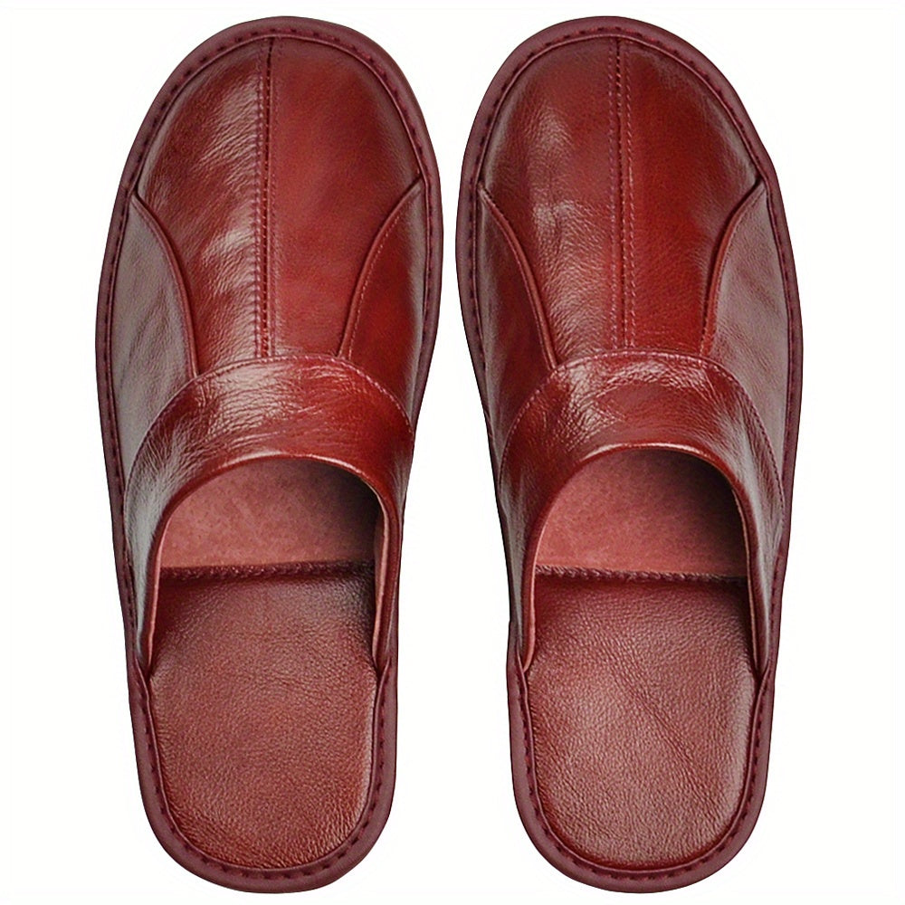 Unisex Slippers - Non-Slip Sole – Black Leather – Black option – view 4