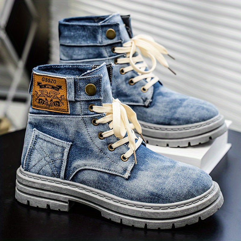 Unisex Sneakers - High-Top Canvas & Lace-Up – main product image