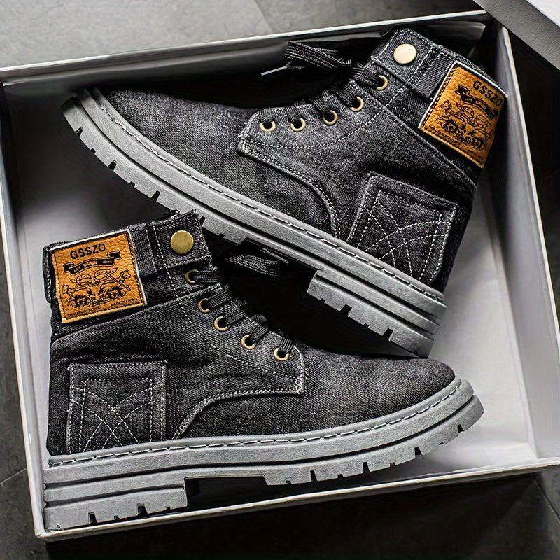 Unisex Sneakers - High-Top Canvas & Lace-Up – Black option – view 3