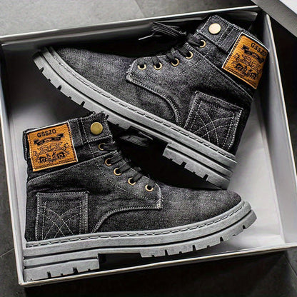 Unisex Sneakers - High-Top Canvas & Lace-Up – Black option – view 3