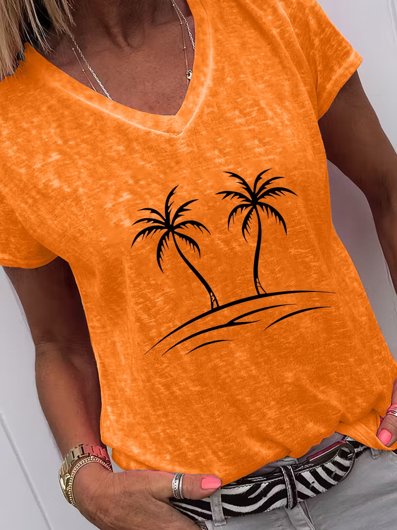 Unisex Solid Color T-Shirt - Short Sleeve – Orange / Purple – view 9