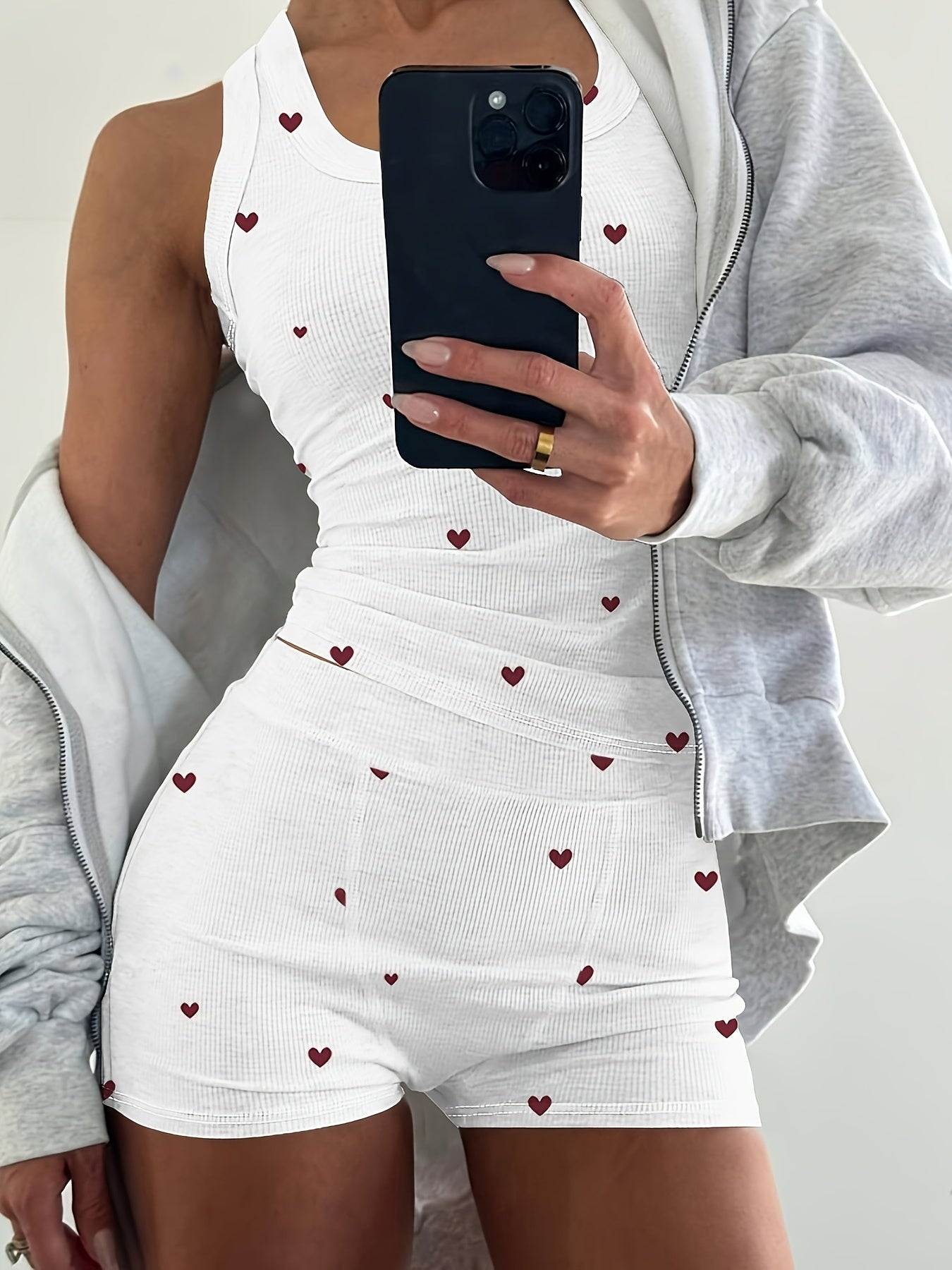 Unisex Two-Piece Outfit Set - Graphic V-Neck – Black / White. – view 11