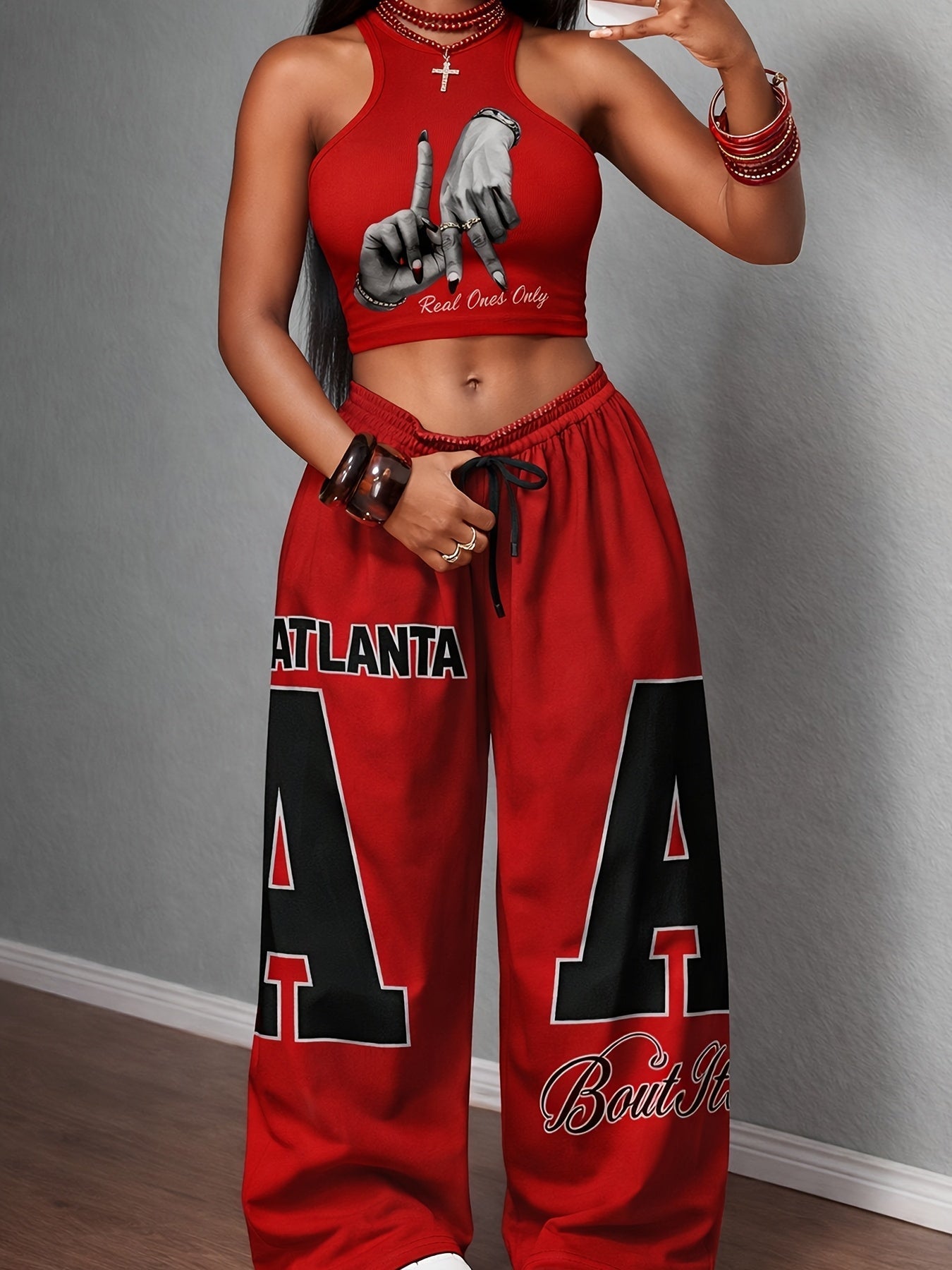 Unisex Two-Piece Outfit Set - Graphic Wide-Leg – main product image