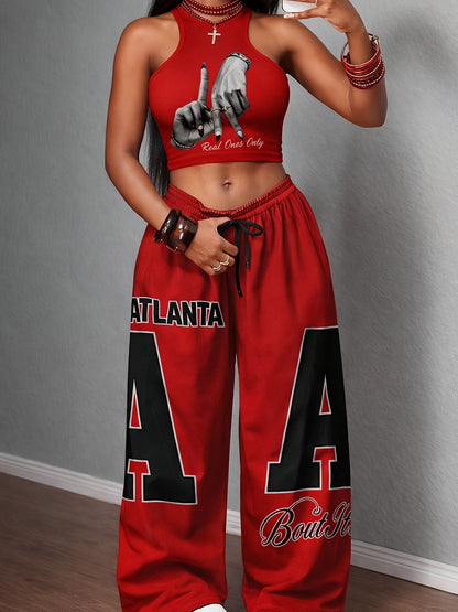 Unisex Two-Piece Outfit Set - Graphic Wide-Leg – main product image