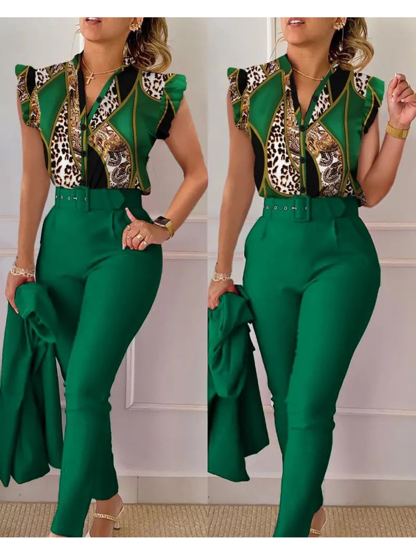 Unisex Two-Piece Outfit Set - Leopard Print Graphic detail view