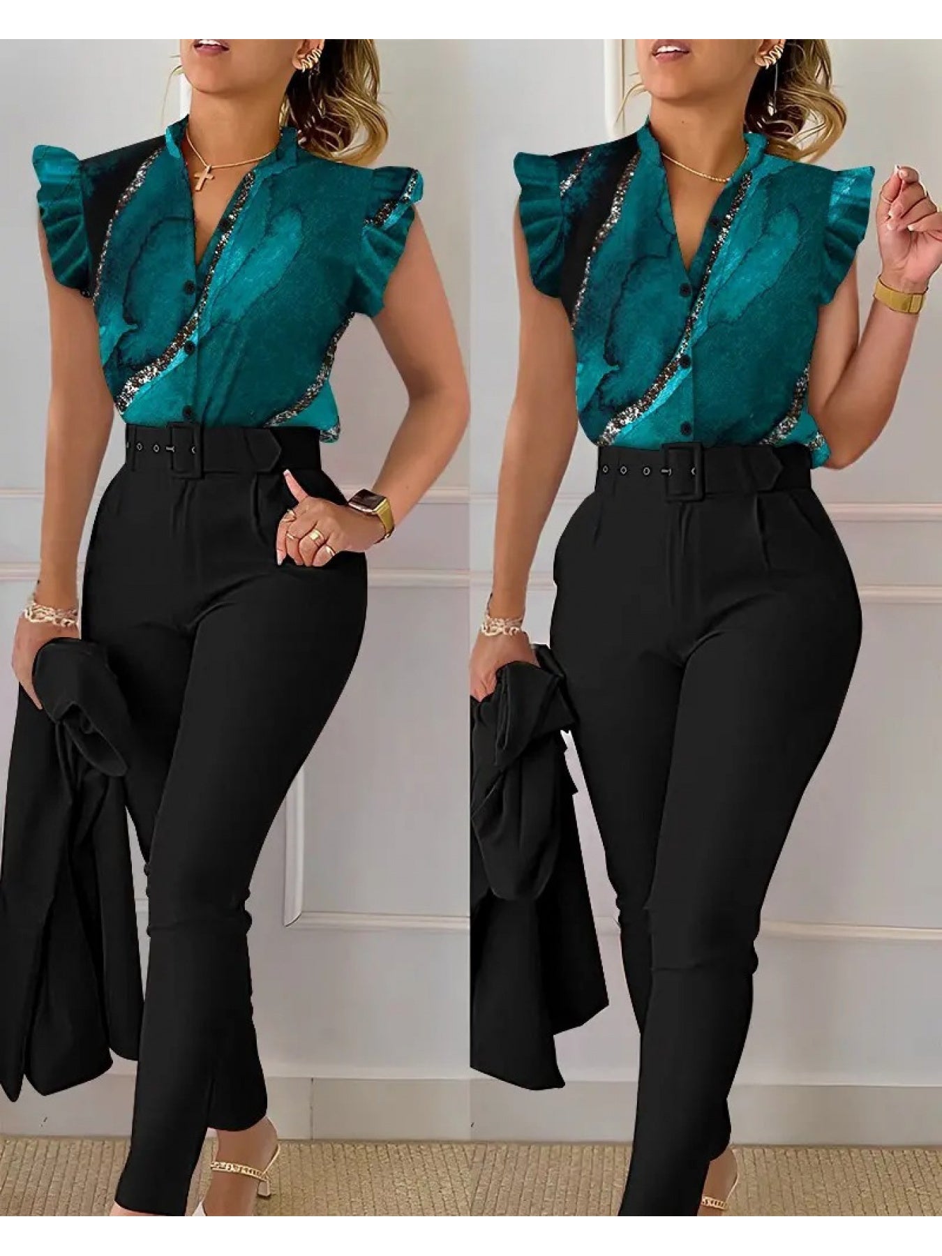 Unisex Two-Piece Outfit Set - Leopard Print Graphic detail view